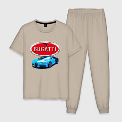 Пижама хлопковая мужская Bugatti - motorsport, цвет: миндальный