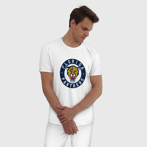 Мужская пижама Florida Panthers Флорида Пантерз Логотип / Белый – фото 3