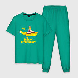 Пижама хлопковая мужская On a Yellow Submarine цвета зеленый — фото 1