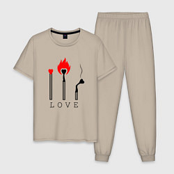 Пижама хлопковая мужская LOVE ЛЮБОВЬ, цвет: миндальный