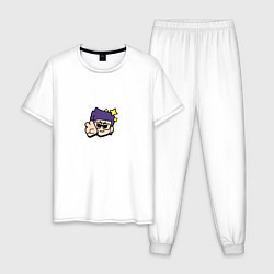 Пижама хлопковая мужская Значок к чемпионату 2022 Эдгар Пины Бравл Старс Br, цвет: белый