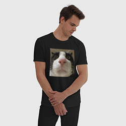 Пижама хлопковая мужская Задумчивый кот, цвет: черный — фото 2