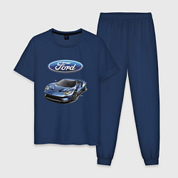 Пижама хлопковая мужская Ford - legendary racing team!, цвет: тёмно-синий