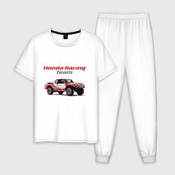 Пижама хлопковая мужская Honda racing team, цвет: белый