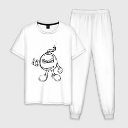 Пижама хлопковая мужская Бомба Бум, цвет: белый