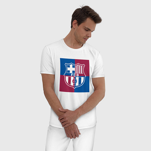 Мужская пижама FC Barcelona Logo 2022 / Белый – фото 3
