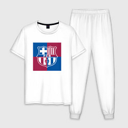 Пижама хлопковая мужская FC Barcelona Logo 2022, цвет: белый