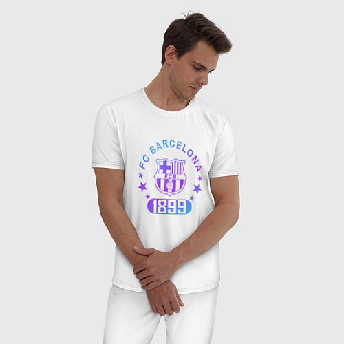 Мужская пижама FC Barcelona Fade Logo 2022 / Белый – фото 3