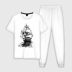 Пижама хлопковая мужская Pacific ocean Frigate, цвет: белый