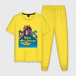 Пижама хлопковая мужская The Beatles on a Yellow Submarine, цвет: желтый