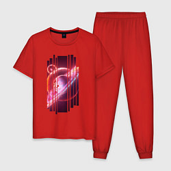 Пижама хлопковая мужская Моя Вселенная Космическое настроение, цвет: красный