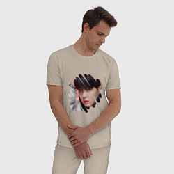 Пижама хлопковая мужская Agust D SUGA BTS, цвет: миндальный — фото 2