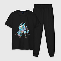 Пижама хлопковая мужская Зайчик в роботе, цвет: черный