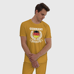 Пижама хлопковая мужская Футбол Германия, цвет: горчичный — фото 2