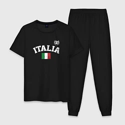 Пижама хлопковая мужская Футбол Италия, цвет: черный