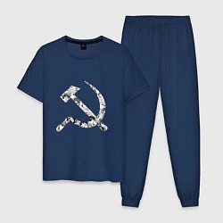 Пижама хлопковая мужская USSR AHEGAO СССР АХЕГАО, цвет: тёмно-синий