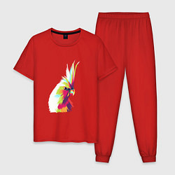 Пижама хлопковая мужская Цветной попугай Colors parrot, цвет: красный