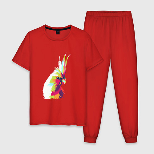 Мужская пижама Цветной попугай Colors parrot / Красный – фото 1