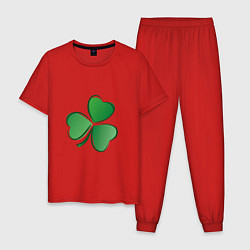 Пижама хлопковая мужская Ирландский Клевер День Св Патрика, цвет: красный