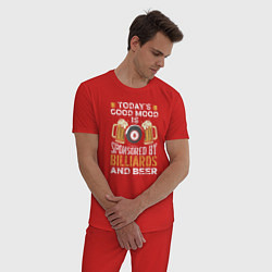 Пижама хлопковая мужская Сегодняшнее хорошее настроение спонсируется бильяр, цвет: красный — фото 2