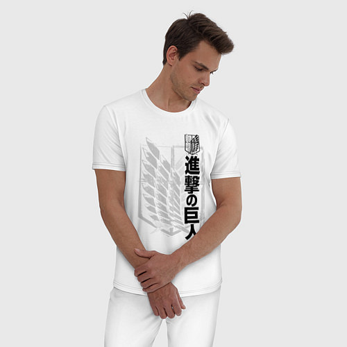 Мужская пижама Атака Титанов: эмблема / Белый – фото 3