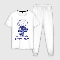 Пижама хлопковая мужская Lorem Ipsum Space, цвет: белый
