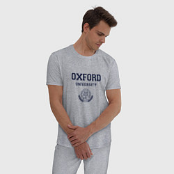 Пижама хлопковая мужская Оксфорд - логотип университета, цвет: меланж — фото 2