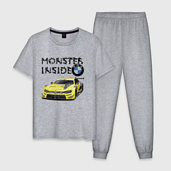 Пижама хлопковая мужская BMW M Power Monster inside, цвет: меланж