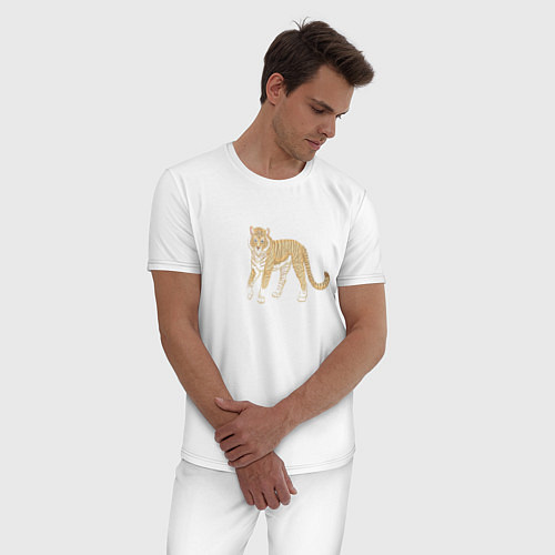 Мужская пижама Тигр, символ 2022 / Белый – фото 3