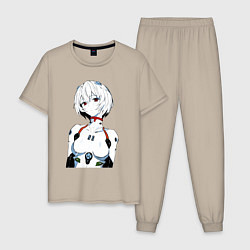 Пижама хлопковая мужская Рей Аянами Rei Ayanami Ева Евангелион, цвет: миндальный