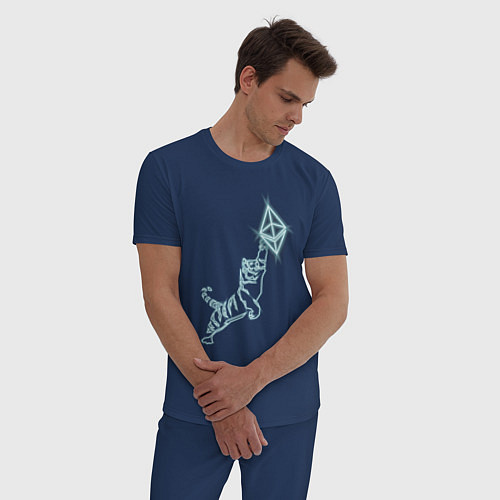 Мужская пижама Этереум с тигром в неоновом свечении / Тёмно-синий – фото 3