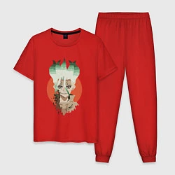 Пижама хлопковая мужская Senkuu art, цвет: красный