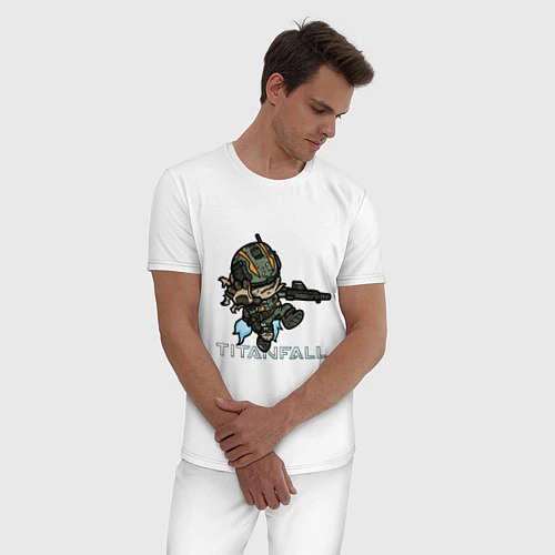 Мужская пижама Титанфол арт нарисованный карандашом TITANFALL / Белый – фото 3
