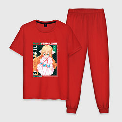 Пижама хлопковая мужская Fairy Tail, Мавис Вермиллион, цвет: красный