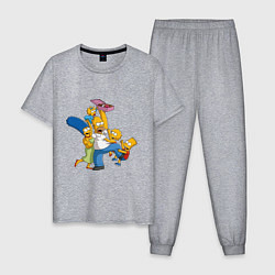 Пижама хлопковая мужская Simpsons donuts, цвет: меланж