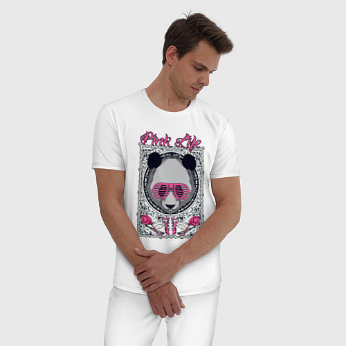 Мужская пижама Розовая пандочка / Белый – фото 3