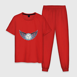Пижама хлопковая мужская Volleyball Wings, цвет: красный