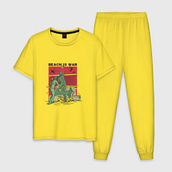 Пижама хлопковая мужская Beach Is War, цвет: желтый