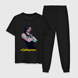 Пижама хлопковая мужская Джонни Cyberpunk2077 Johnny, цвет: черный