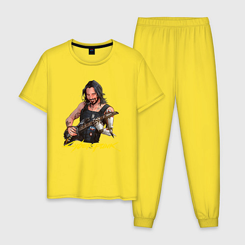 Мужская пижама Джонни Cyberpunk2077 Johnny с гитарой / Желтый – фото 1