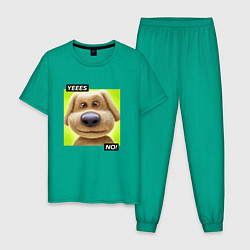 Пижама хлопковая мужская Говорящий Бен, цвет: зеленый