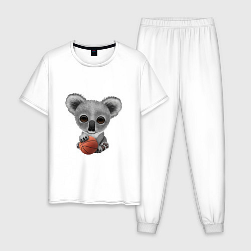 Мужская пижама Баскетбол - Коала / Белый – фото 1