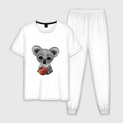 Пижама хлопковая мужская Баскетбол - Коала, цвет: белый