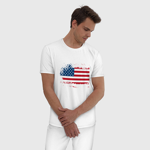 Мужская пижама Американский флаг Stars / Белый – фото 3