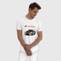 Пижама хлопковая мужская Audi Motorsport Racing team, цвет: белый — фото 2