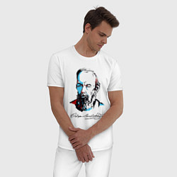Пижама хлопковая мужская Достоевский автограф, цвет: белый — фото 2