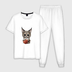 Пижама хлопковая мужская Баскетбол - Рысь, цвет: белый
