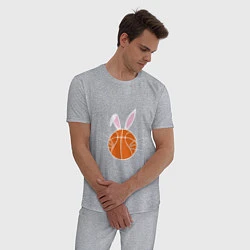 Пижама хлопковая мужская Basketball Bunny, цвет: меланж — фото 2