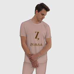 Пижама хлопковая мужская Буква кириллицы Z- земля, цвет: пыльно-розовый — фото 2