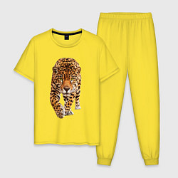 Пижама хлопковая мужская Бесстрашный ягуар, цвет: желтый